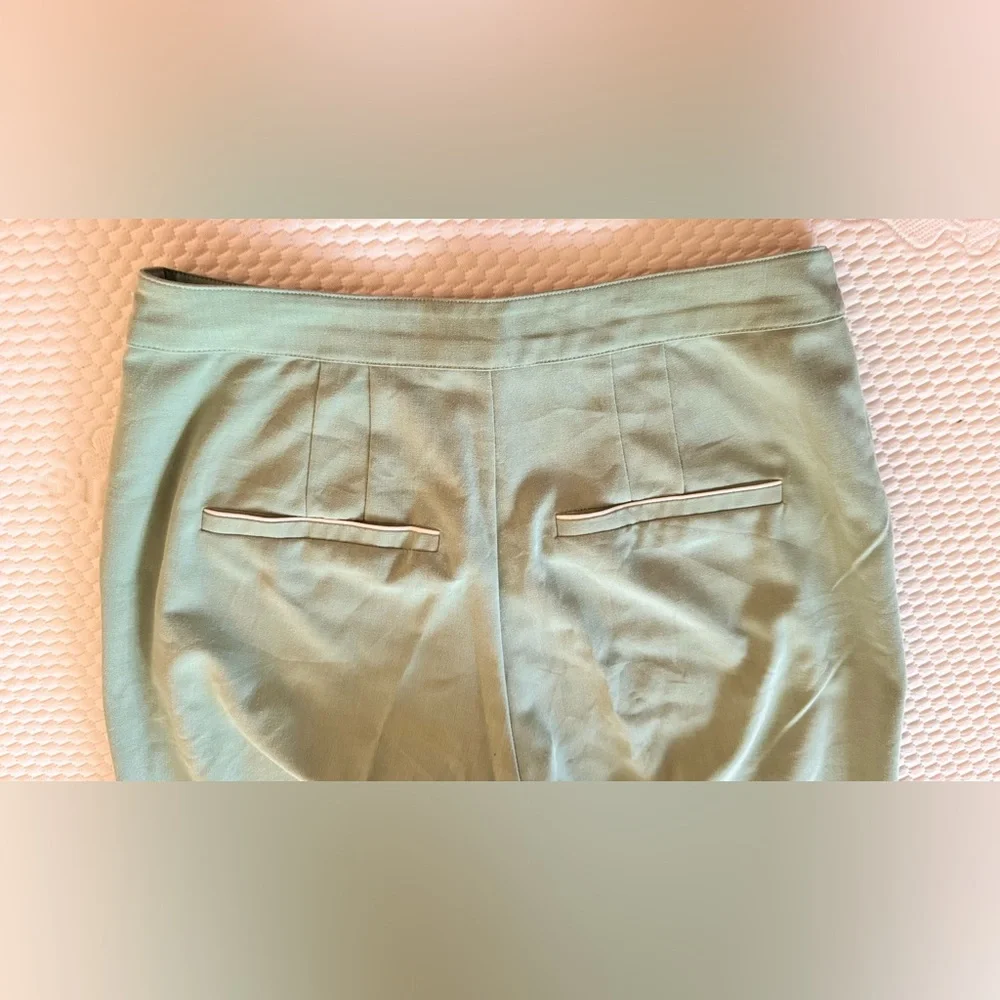 MODCLOTH Pastel Mint Green Wide Leg Trousers Pants w White Piping Trim